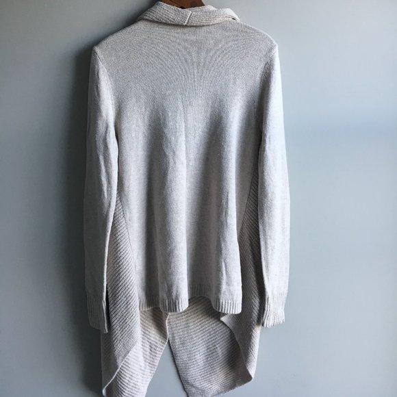 Oatmeal waterfall front cardigan wrap with button - Picture 8 of 16